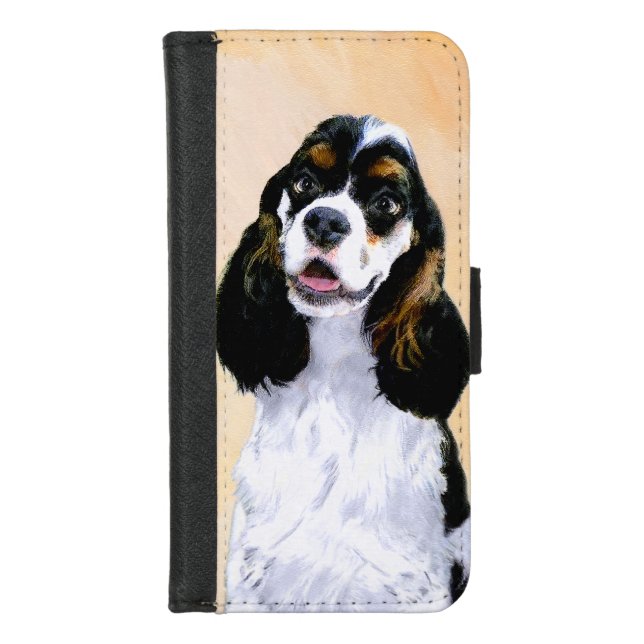 Cocker Spaniel (Parti) Painting - Original Dog Art iPhone Wallet Case (Front)
