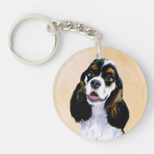 Cocker Spaniel (Parti) Painting - Original Dog Art Keychain