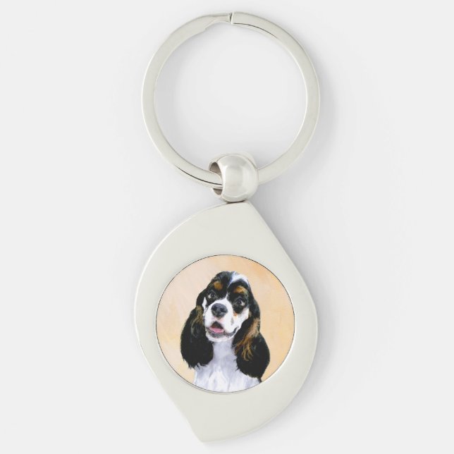 Cocker Spaniel (Parti) Painting - Original Dog Art Keychain (Front)