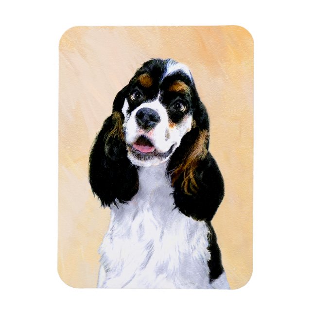 Cocker Spaniel (Parti) Painting - Original Dog Art Magnet (Vertical)