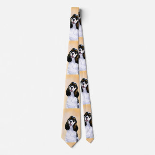 Cocker Spaniel (Parti) Painting - Original Dog Art Neck Tie