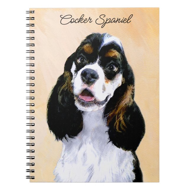 Cocker Spaniel (Parti) Painting - Original Dog Art Notebook (Front)