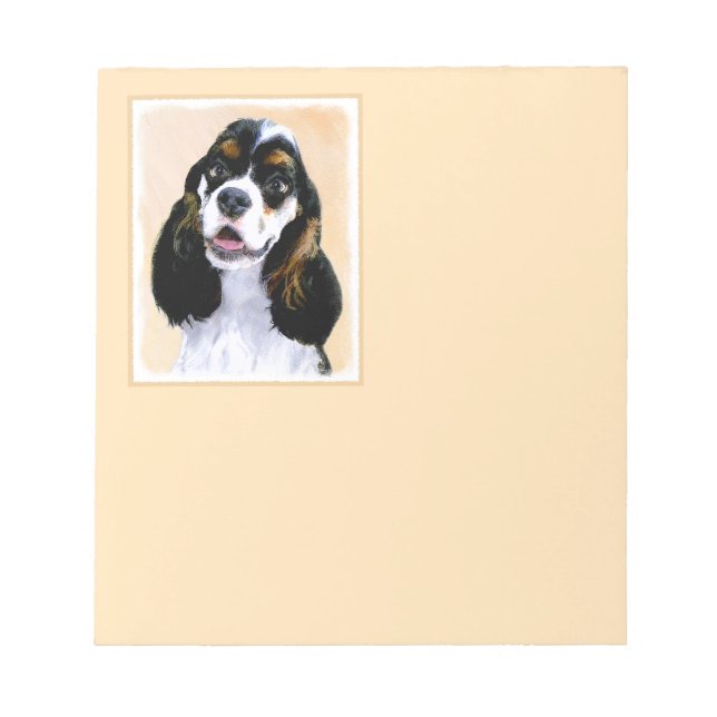 Cocker Spaniel (Parti) Painting - Original Dog Art Notepad (Front)