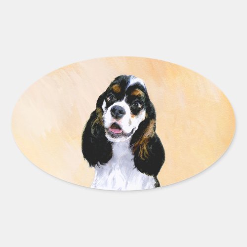 Cocker Spaniel Parti Painting _ Original Dog Art Oval Sticker