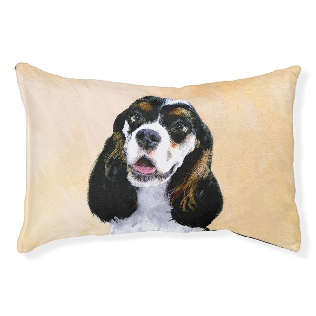 Cocker Spaniel (Parti) Painting - Original Dog Art Pet Bed (Front)