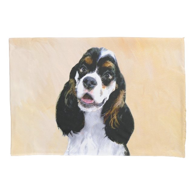 Cocker Spaniel (Parti) Painting - Original Dog Art Pillow Case (Front)