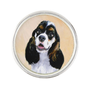 Cocker Spaniel (Parti) Painting - Original Dog Art Pin