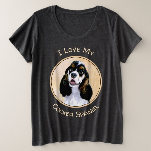 Cocker Spaniel Parti Painting _ Original Dog Art Plus Size T_Shirt