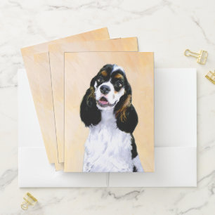 Cocker Spaniel (Parti) Painting - Original Dog Art Pocket Folder