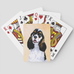 Cocker Spaniel (Parti) Painting - Original Dog Art Poker Cards
