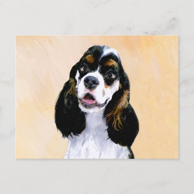 Cocker Spaniel (Parti) Painting - Original Dog Art Postcard (Front)