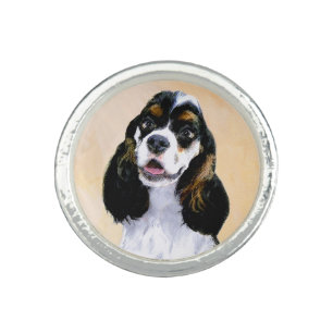 Cocker Spaniel (Parti) Painting - Original Dog Art Ring