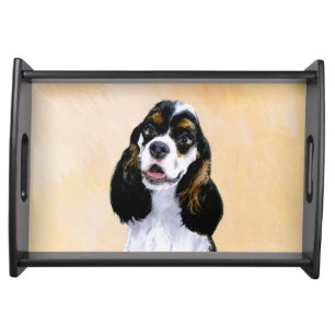 Cocker Spaniel (Parti) Painting - Original Dog Art Serving Tray