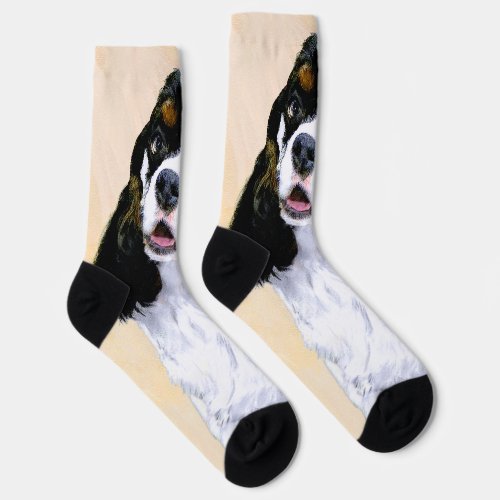 Cocker Spaniel Parti Painting _ Original Dog Art Socks