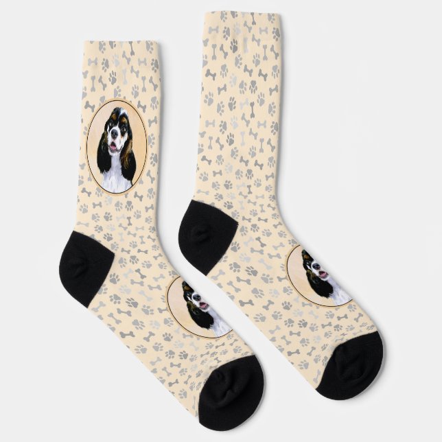 Cocker Spaniel (Parti) Painting - Original Dog Art Socks (Right)