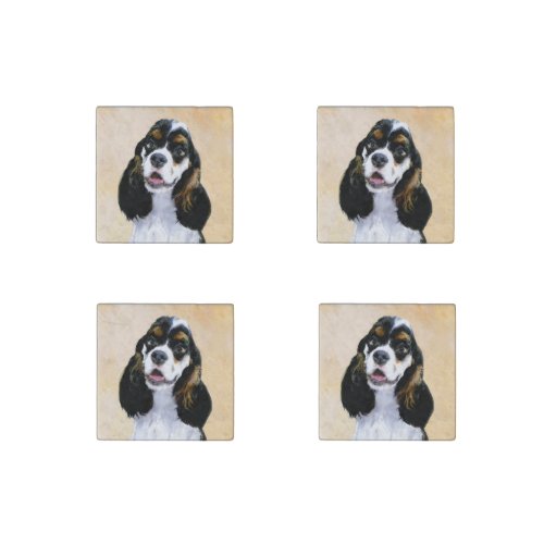 Cocker Spaniel Parti Painting _ Original Dog Art Stone Magnet