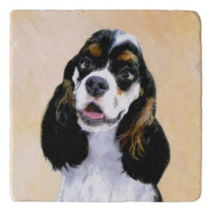 Cocker Spaniel (Parti) Painting - Original Dog Art Trivet