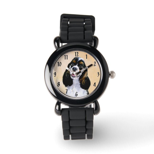 Cocker Spaniel (Parti) Painting - Original Dog Art Watch (Front)