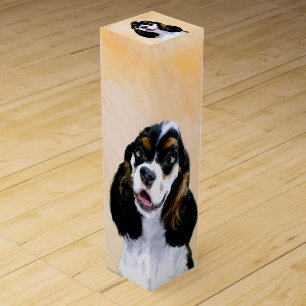 Cocker Spaniel (Parti) Painting - Original Dog Art Wine Box