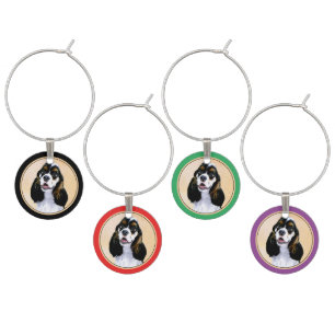 Cocker Spaniel (Parti) Painting - Original Dog Art Wine Charm