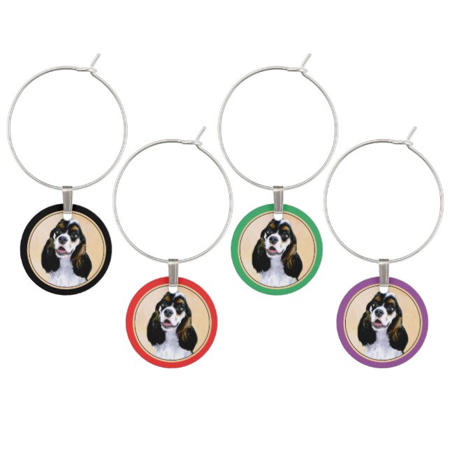 Cocker Spaniel (Parti) Painting - Original Dog Art Wine Charm (Staggered)