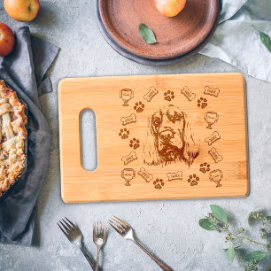 Cocker Spaniel Paws Treats Family Name Monogram Engraved Cutting Board