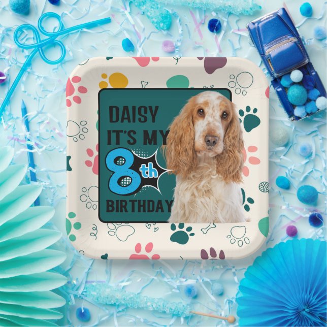 Cocker Spaniel Personalized 8th birthday party  Paper Plates (Party)