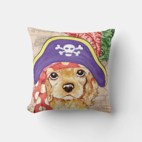 Cocker Spaniel Pirate Throw Pillow