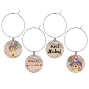 Cocker Spaniel Pirate Wine Glass Charm