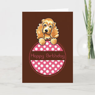 Cocker Spaniel Polka Hangtag Happy Birthday Card