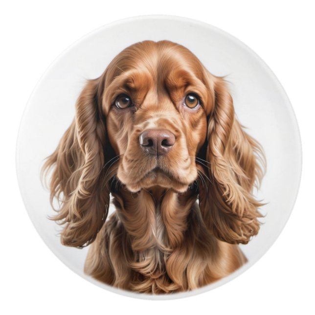 Cocker Spaniel Portrait Ceramic Knob (Front)