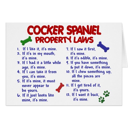 COCKER SPANIEL Property Laws 2 Cards (Front Horizontal)