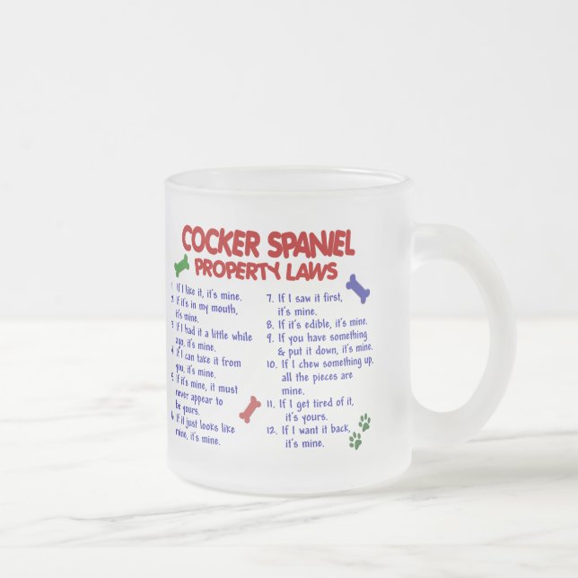 COCKER SPANIEL Property Laws 2 Frosted Glass Coffee Mug (Right)