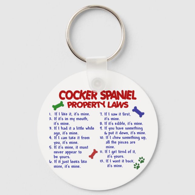 COCKER SPANIEL Property Laws 2 Keychain (Front)