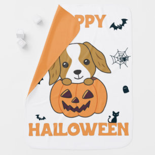 Cocker Spaniel Pumpkin Cute Dogs Happy Halloween B Baby Blanket