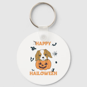 Cocker Spaniel Pumpkin Cute Dogs Happy Halloween Keychain