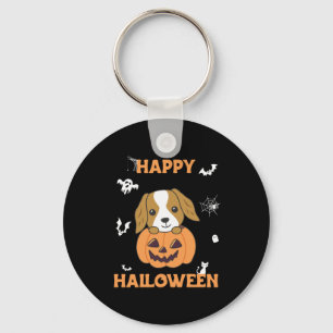 Cocker Spaniel Pumpkin Cute Dogs Happy Halloween Keychain