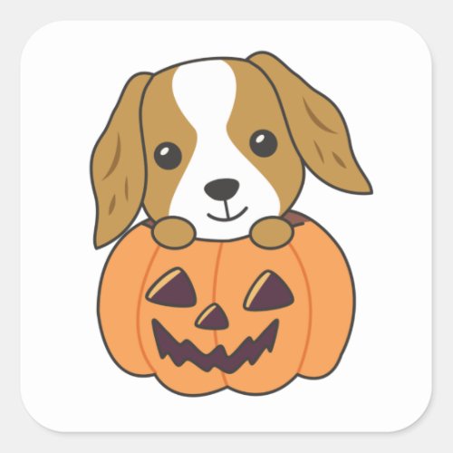 Cocker Spaniel Pumpkin Cute Dogs Happy Halloween S Square Sticker