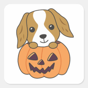 Cocker Spaniel Pumpkin Cute Dogs Happy Halloween S Square Sticker