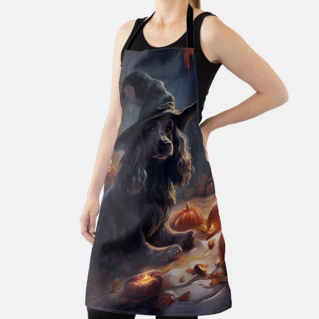 Cocker Spaniel Pumpkins Halloween Scary Apron (Insitu)