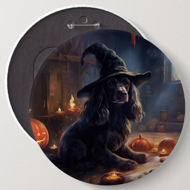 Cocker Spaniel Pumpkins Halloween Scary Button (Front & Back)