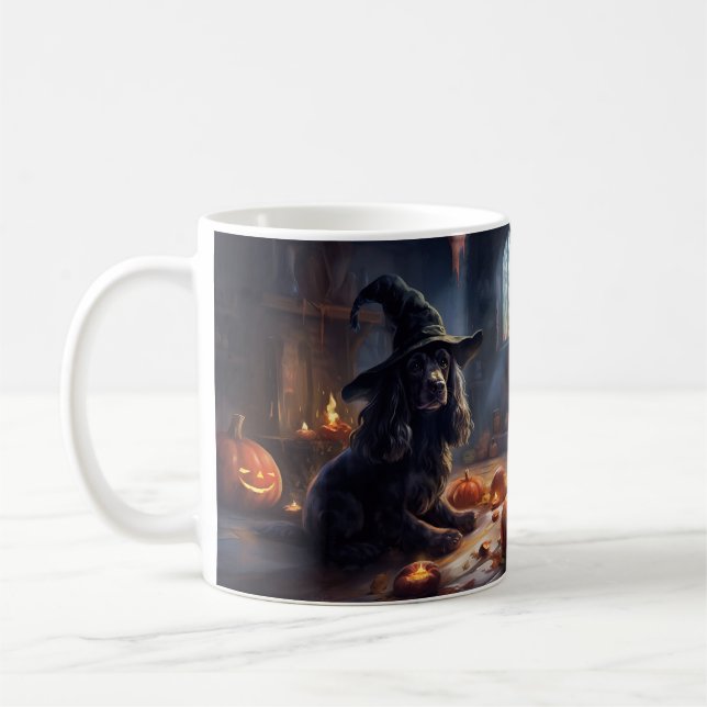 Cocker Spaniel Pumpkins Halloween Scary Coffee Mug (Left)