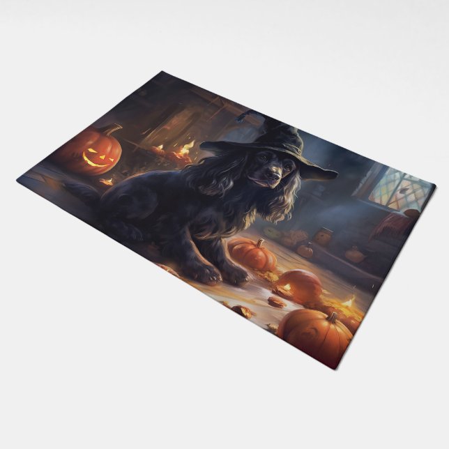 Cocker Spaniel Pumpkins Halloween Scary Doormat (Angled)