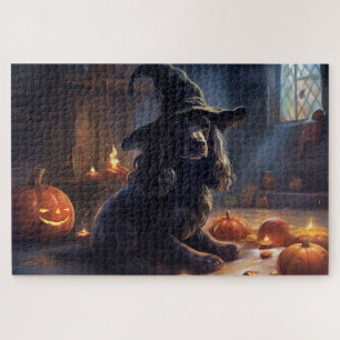 Cocker Spaniel Pumpkins Halloween Scary Jigsaw Puzzle