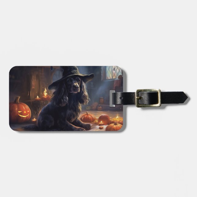 Cocker Spaniel Pumpkins Halloween Scary Luggage Tag (Front Horizontal)