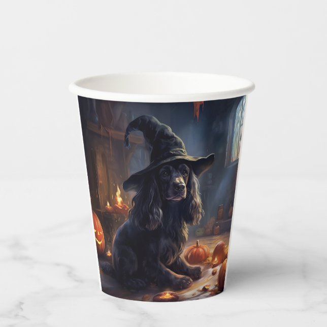 Cocker Spaniel Pumpkins Halloween Scary Paper Cups (Front)