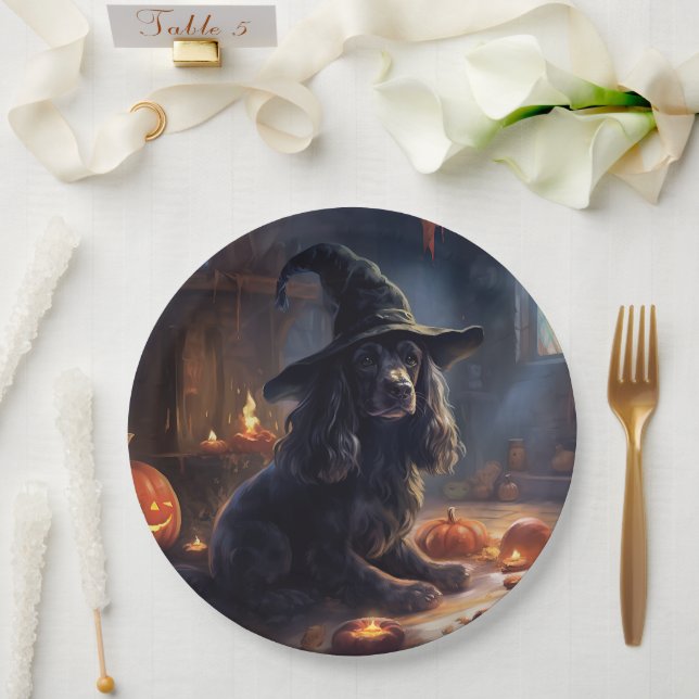 Cocker Spaniel Pumpkins Halloween Scary Paper Plates (Wedding)