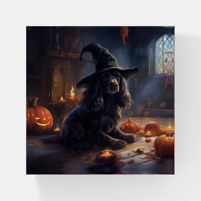 Cocker Spaniel Pumpkins Halloween Scary Paperweight (Front)