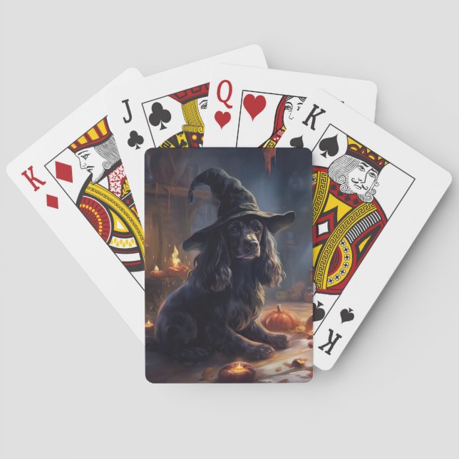 Cocker Spaniel Pumpkins Halloween Scary Poker Cards (Back)