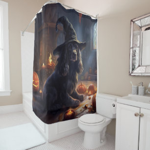 Cocker Spaniel Pumpkins Halloween Scary Shower Curtain